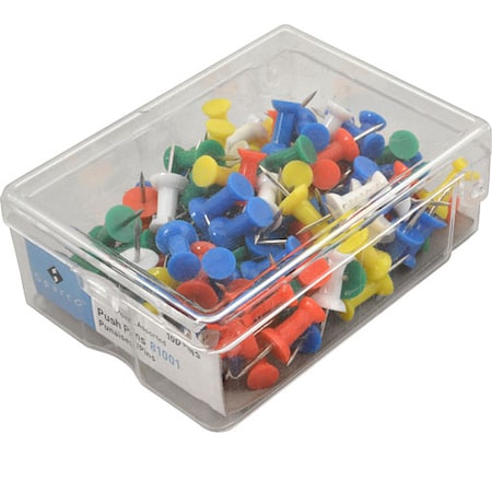 Allpoints Pins, Push , Asstd Colors, 100-Pk 1391087